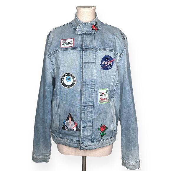 Rare HUDSON JEANS Motorcycle Denim Jacket Embroidered Hipster Trucker Western - Picture 2 of 13